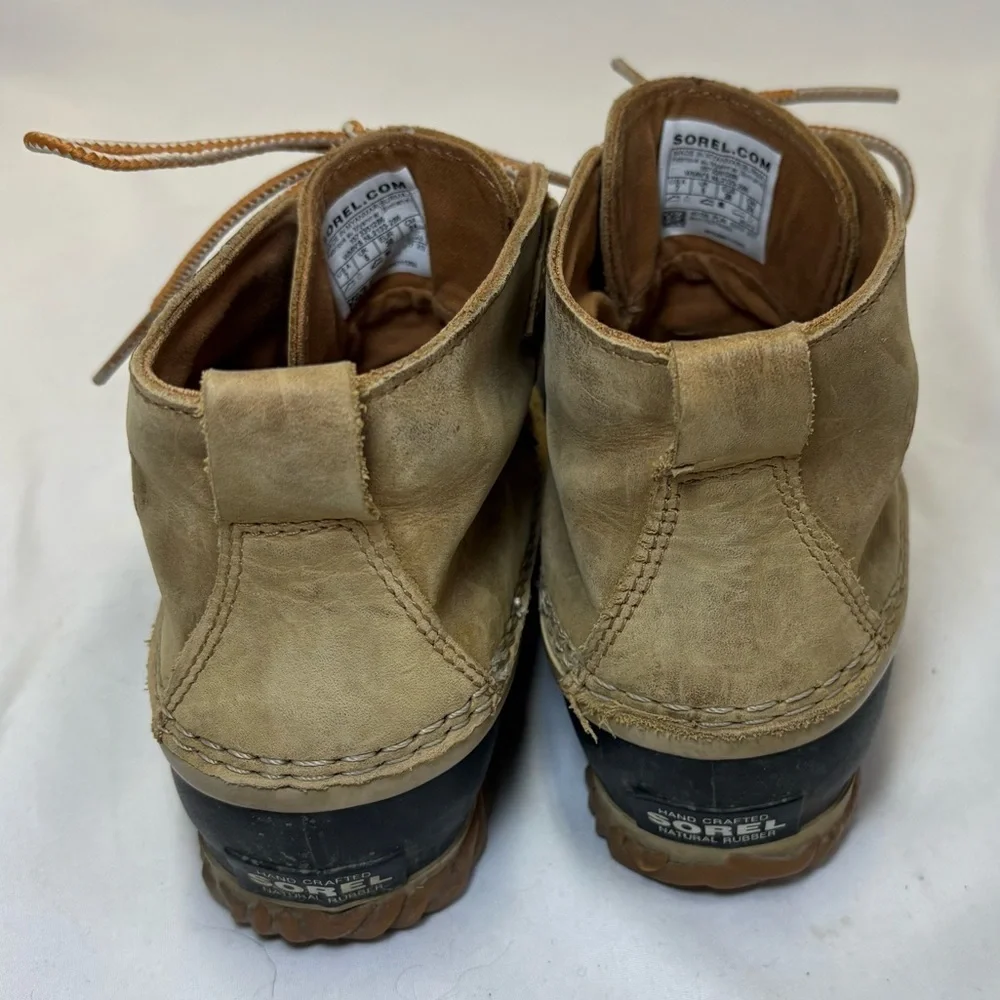 Sorel Classic Out N About Waterproof Tan Leather Ankle Boots Rubber Shell Winter - Picture 3 of 10